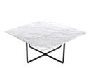 Ninety Table, Large (H 35 x W 80 x D 80 cm), White Carrara, Steel, black powder-coated