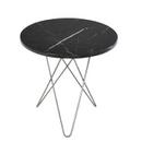 Tall Mini O Table, Black Marquina, Stainless steel