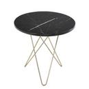 Tall Mini O Table, Black Marquina, Brass