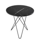 Tall Mini O Table, Black Marquina, Steel, black powder-coated