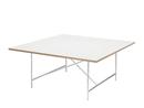 Eiermann 1 Conference Table, White melamine with oak edge, Chrome, Without Leveling Feet (H 72cm)