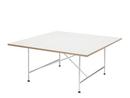 Eiermann 1 Conference Table, White melamine with oak edge, Chrome, With leveling feet (H 74-76cm)