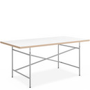 Children's Table Eiermann, 150 x 75 cm, Melamine white with oak edges, Silver