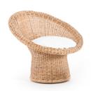 Rattan Chair E 10, With cushion, white cotton