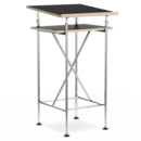 High Desk Milla, 50cm, Chrome, Black melamine with oak edges