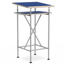 High Desk Milla, 50cm, Silver, Linoleum midnight blue (Forbo 4181) with oak edges