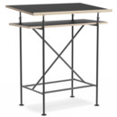 High Desk Milla, 70cm, Black, Linoleum nero (Forbo 4023) with oak edges