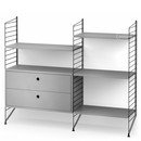 String System Floor Shelf with Drawers, Black, Grey lacquered