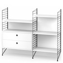 String System Floor Shelf with Drawers, Black, White lacquered