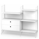 String System Floor Shelf with Drawers, White, White lacquered