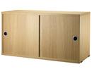 String System Cabinet With Sliding Doors, Oak veneer, 30 cm