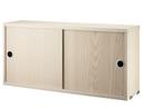 String System Cabinet With Sliding Doors, Ash veneer, 20 cm
