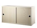 String System Cabinet With Sliding Doors, Ash veneer, 30 cm