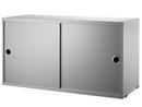 String System Cabinet With Sliding Doors, Grey lacquered, 30 cm