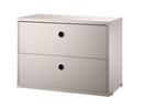 String System Drawer Unit, 58 x 30 cm, Beige lacquered