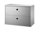 String System Drawer Unit, 58 x 30 cm, Grey lacquered