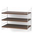 String System Shelf S, 30 cm, White, Walnut veneer