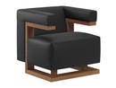 F51 Gropius Armchair, Leather, Black, Walnut