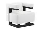 F51 Gropius Armchair, Leather, White, Black lacquered ash