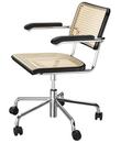 S 64 Swivel Chair, Chrome-plated, Black stained beech