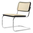 S 32 L, Cane-work (with supporting mesh underneath seat), Black stained beech, Chrome-plated, No glides