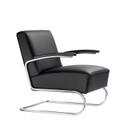S 411, Leather nero, Chrome-plated, Without footstool, No glides