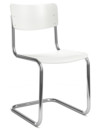 S 43 Classic, Chrome-plated frame, Lacquered beech, Pure white (RAL 9010), Without seat pad, No glides