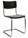 S 43 Classic, Chrome-plated frame, Lacquered beech, Deep black (RAL 9005), Seat pad without upholstery light grey melange, No glides