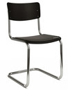 S 43 Classic, Chrome-plated frame, Lacquered beech, Deep black (RAL 9005), Seat pad with upholstery black, Black plastic glides with felt