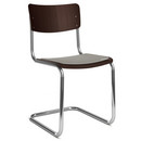 S 43 Classic, Chrome-plated frame, Stained beech, Dark brown (TP 89), Seat pad with upholstery light grey melange, No glides