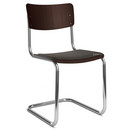 S 43 Classic, Chrome-plated frame, Stained beech, Dark brown (TP 89), Seat pad with upholstery black, No glides