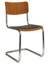 S 43 Classic, Chrome-plated frame, Stained beech, Cherry tree, Seat pad with upholstery black, Black plastic glides with felt