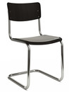 S 43 Classic, Chrome-plated frame, Stained beech, Black (TP 29), Seat pad without upholstery light grey melange, No glides