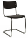 S 43 Classic, Chrome-plated frame, Stained beech, Black (TP 29), Seat pad with upholstery black, Black plastic glides with felt