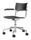 S 43 Swivel Chair, Black stained beech, Chrome-plated, With armrests