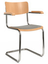 S 43 F Classic, Chrome-plated frame, Stained beech, Natural beech, Seat pad without upholstery light grey melange, No glides