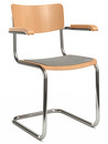 S 43 F Classic, Chrome-plated frame, Stained beech, Natural beech, Seat pad with upholstery light grey melange, No glides