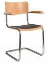 S 43 F Classic, Chrome-plated frame, Stained beech, Natural beech (TP 17), Seat pad with upholstery black, No glides