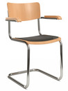 S 43 F Classic, Chrome-plated frame, Stained beech, Natural beech, Seat pad without upholstery black, No glides