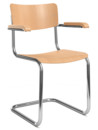 S 43 F Classic, Chrome-plated frame, Stained beech, Natural beech (TP 17), Without seat pad, No glides