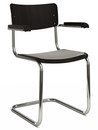 S 43 F Classic, Chrome-plated frame, Stained beech, Black (TP 29), Seat pad without upholstery light grey melange, No glides