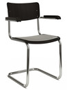 S 43 F Classic, Chrome-plated frame, Stained beech, Black (TP 29), Seat pad with upholstery light grey melange, Black plastic glides with felt