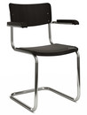 S 43 F Classic, Chrome-plated frame, Stained beech, Black (TP 29), Seat pad with upholstery black, Black plastic glides with felt
