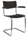 S 43 F Classic, Chrome-plated frame, Stained beech, Black (TP 29), Without seat pad, No glides
