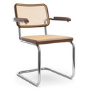 S 64 / S 64 N, Cane-work (with supporting mesh underneath seat), Dark brown stained beech, Black plastic glides with felt