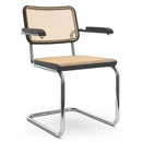 S 64 / S 64 N, Cane-work (with supporting mesh underneath seat), Black stained beech, Black plastic glides with felt