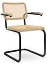 S 32 V / S 64 V Pure Materials, Lacquered oak, Deep Black (RAL 9005), With armrests, Black plastic glides with felt