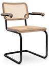 S 32 V / S 64 V Pure Materials, Lacquered walnut, Deep Black (RAL 9005), With armrests, Black plastic glides with felt