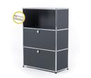 USM Haller E Highboard M with Compartment Lighting, Anthracite RAL 7016, Warm white