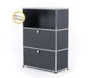 USM Haller E Highboard M with Compartment Lighting, Anthracite RAL 7016, Warm white